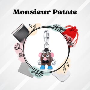 Mr. Potato Head Charm / Set / Lot / Charm with protective box and velvet pouch - 925/1000 Silver