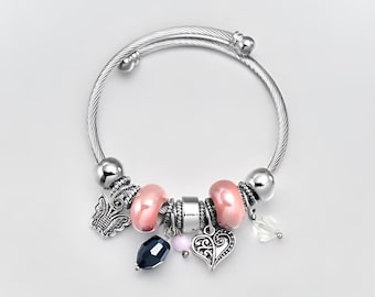 Bracelet avec charms - acier inoxydable