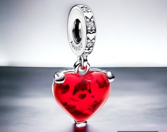 Roter Mickey-Minnie-Herzanhänger – S925-Silber