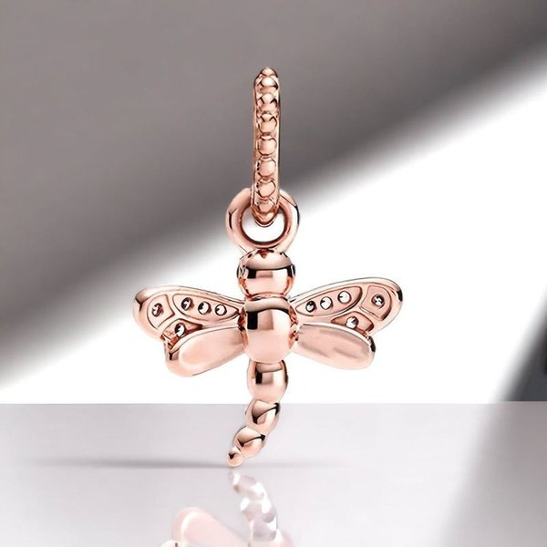 Charm Libellule rose - Argent S925