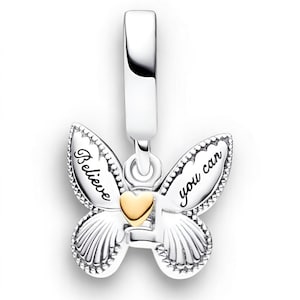 Charm Papillon avec coeur Argent S925 image 2