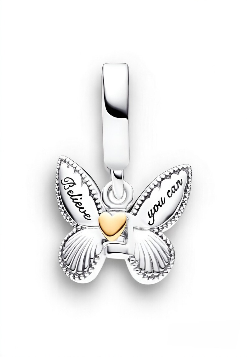 Charm Papillon avec coeur Argent S925 image 2