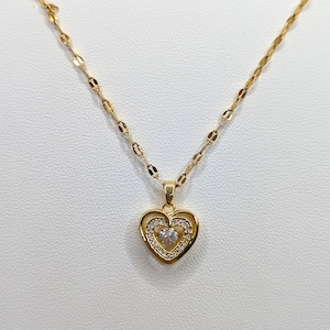Rhinestone Heart Necklace - Stainless Steel