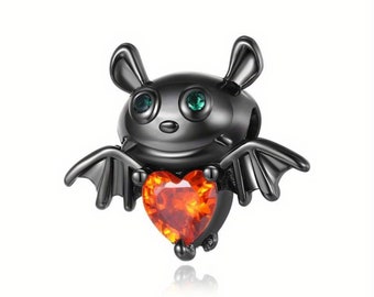 Charm Murciélago Corazón Naranja - Plata S925