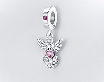 Purple Heart Angel Charm - S925 Silver
