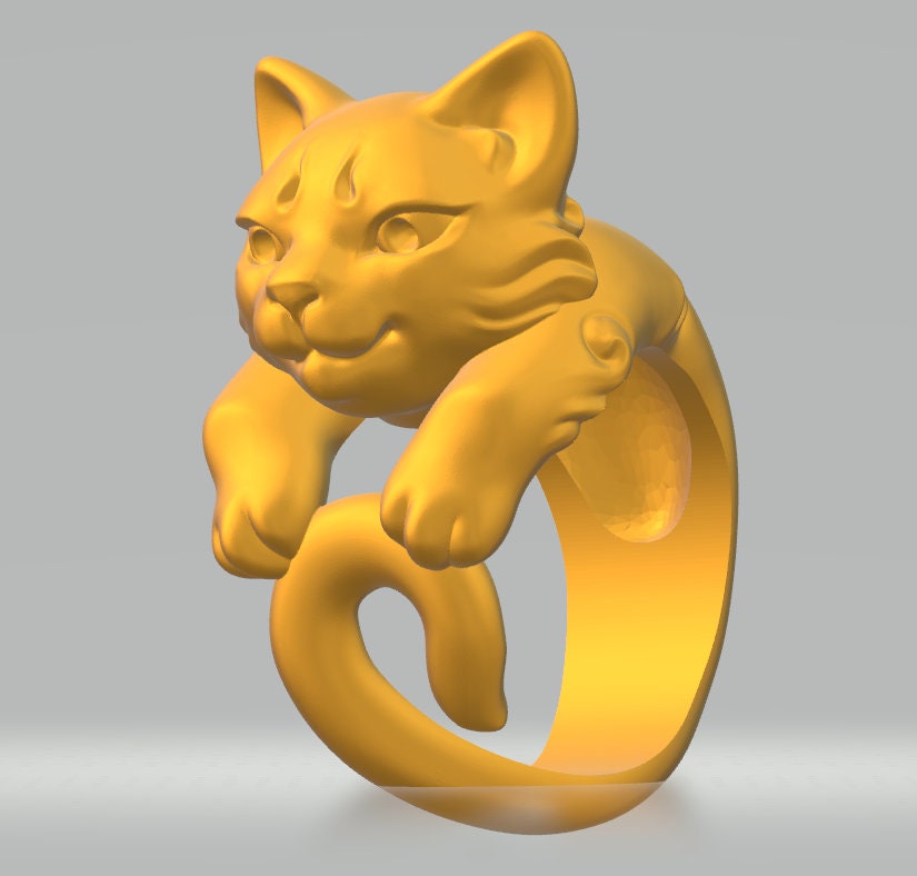 Cute Cat Ring 3D Model for Print - Etsy