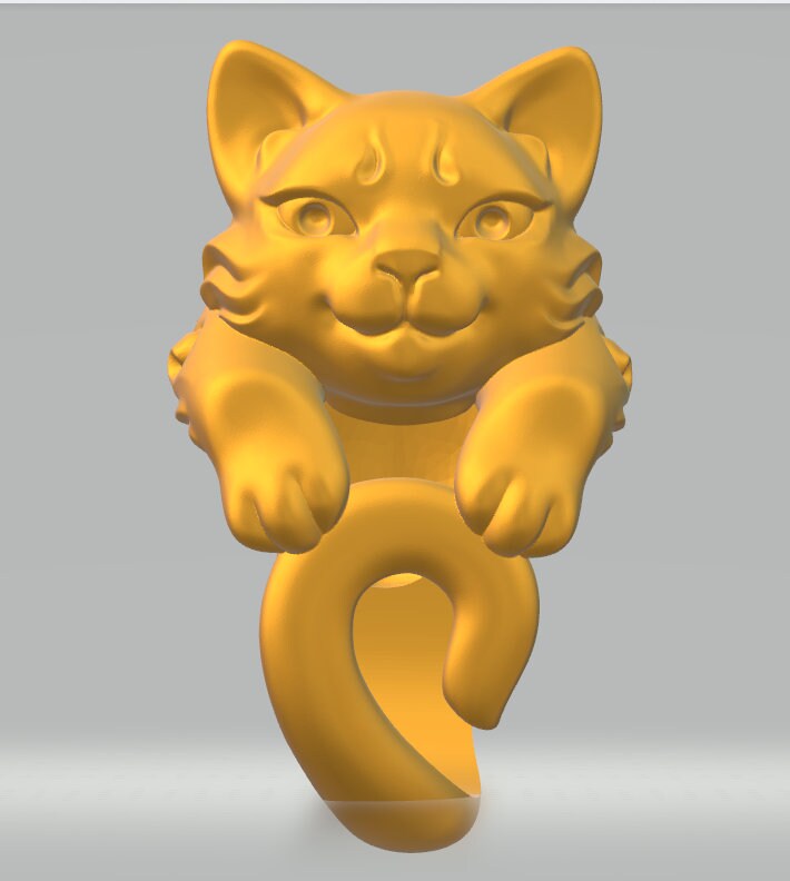 Cute Cat Ring 3D Model for Print - Etsy