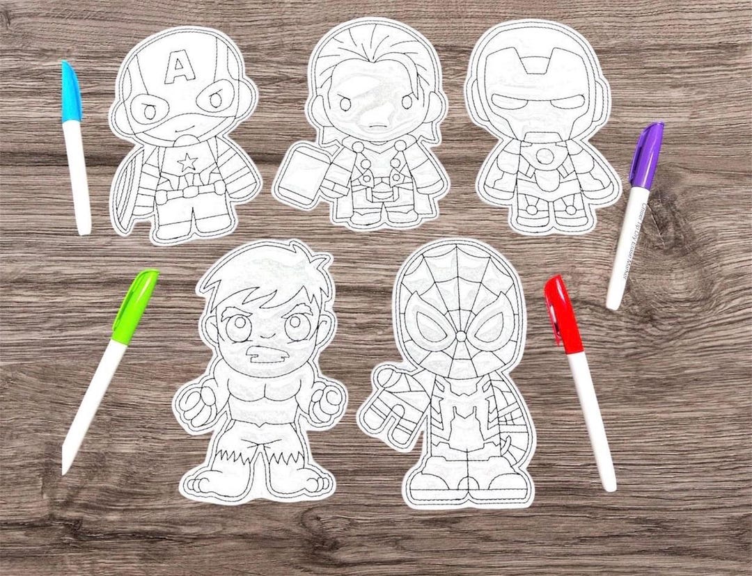 Superhero Reusable Coloring Dolls - Portable Fun for Kids! - Etsy