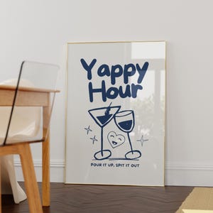 Yapper Art Print grappige galerij muurkunst wijn poster handgetekende drankjes vintage barwagen print girly kunst trendy appartement kunst retro barwagen