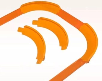 4PK Die Cast Hot Wheels Compatible 90 Degree High Bank Turn Curve Corner ORANGE