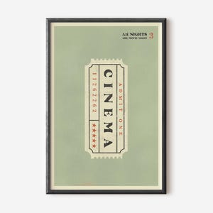 Vintage Movie Ticket Poster - Digital Print for Home Theater Decor & Movie Night