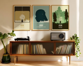Minimalist Star Wars Poster Set - Retro Movie Prints for Home Theater Decor: A New Hope, Empire Strikes Back, Return of the Jedi