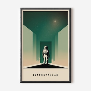 Poster minimalista del film Interstellar - Stampa artistica dell'astronauta - Decorazione del cinema di fantascienza - Film di Christopher Nolan