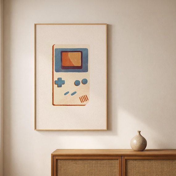 Game Boy Wall Art, Retro Decor for 90s Video Gaming Lovers.  Digital Download