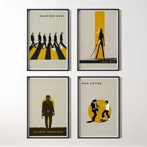 Set di poster del film Tarantino: stampe minimaliste per gli amanti del cinema. Le Iene, Pulp Fiction, Kill Bill, Django Unchained