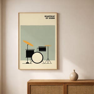 Minimalist Drums Poster - Retro Music Art for Jazz Lovers and Printable Musician Gift (Digital Download)