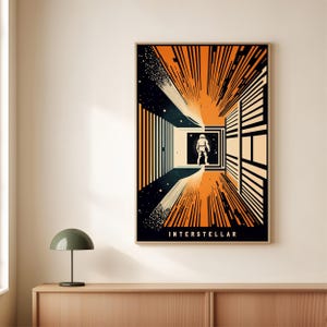 Interstellares Poster & Minimalistische Retro Sci-Fi Wandkunst für Heimkino Dekor, Christopher Nolan Kino Druck, Digitaler Download