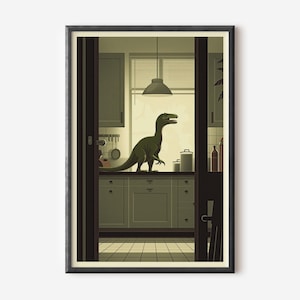 Poster vintage del film sui dinosauri - Arredamento retrò per gli amanti del cinema e per la loro caverna. Arte moderna di metà secolo e stampa digitale.