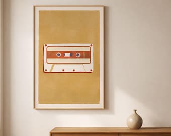 Retro Cassette Tape Print, 90s Style Wall Art (Digital Download)