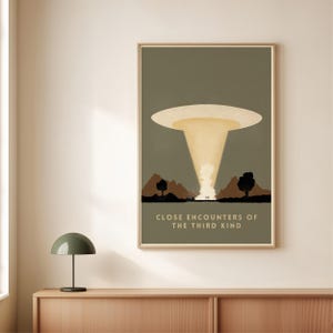 Close Encounters Movie Poster: Alien Spaceship Art Print and Theater retro decor (Digital Download)