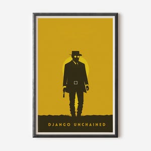 Poster minimalista del film Django Unchained - Stampa artistica del film di Quentin Tarantino per gli amanti del cinema