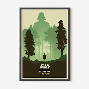 Stampa artistica minimalista Return of the Jedi - Poster di Endor, decorazione del film di Star Wars, regalo per fan della fantascienza
