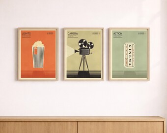 Láminas retro de cine en casa: arte cinematográfico minimalista - Impresas y enviadas