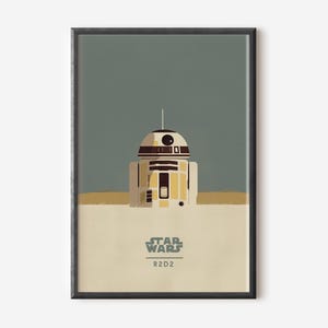 Minimalist R2D2 Star Wars Inspired Art Print: Sci-Fi Droid Poster for Home Theater & Movie Room Decor