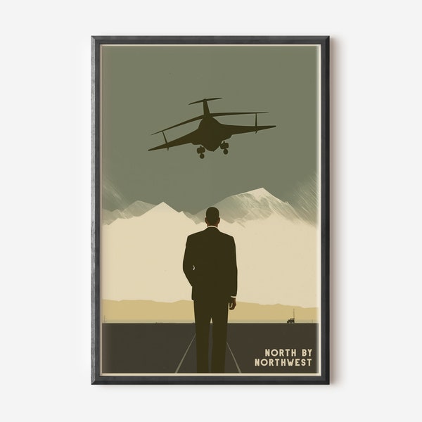 North by Northwest - Classic Movie Poster -  Minimal Movie Poster - Printable Wall Art -  Movie Theater Decor - Movie Lover Gift