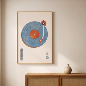Vinyl Record Mid Century Music Poster; Retro Wall Art for Minimalist Home decor - Digital Download