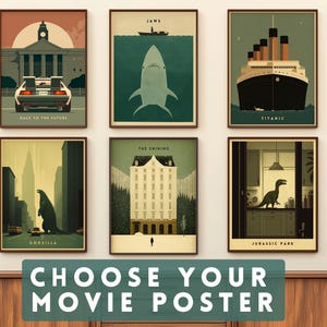 Elige tu Poster de Cine Minimalista Descarga Digital Regalo Para Amantes del Cine, Póster de Película, Decoración de Cine