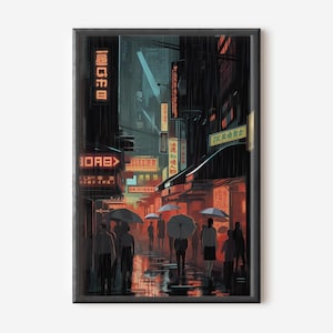 Futuristische Stadt Print - Blade Runner Digital Print: Sci-Fi Film Poster Wandkunst für Filmliebhaber