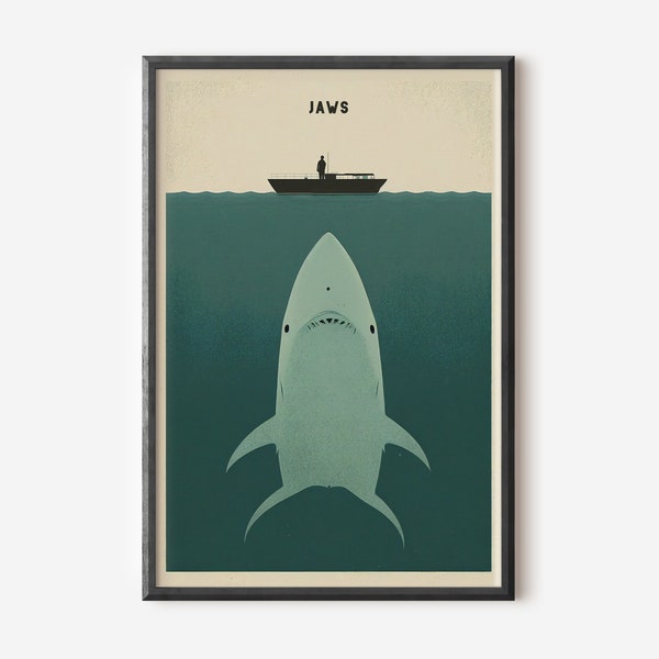 Jaws Poster, Digital Download,  Minimal Movie Poster, Steven Spielberg, Printable Wall Art, Retro Movie Print, Movie lover gift