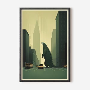 Poster di Godzilla - Stampa del film "Il re dei mostri" per fan dei Kaiju e decorazioni per la casa retrò / Download digitale