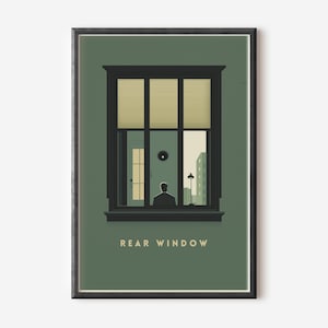 Poster della finestra sul cortile Alfred Hitchcock Stampa artistica digitale minimalista per appassionati di cinema e decorazioni per home theater