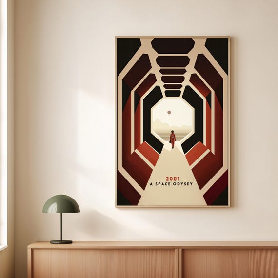 2001: A Space Odyssey Inspired Minimalist Movie Poster - Kubrick Film Art for Home Theater & Sci-Fi Lovers
