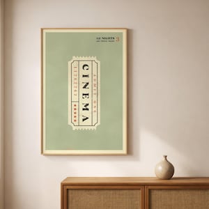 Retro Movie Ticket Poster & Vintage Cinema Wall Art for Home Theater Decor. Digital Download