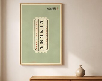 Retro Kino Karte Poster & Vintage Kino Wand Kunst für Heimkino Dekor. Digitaler Download