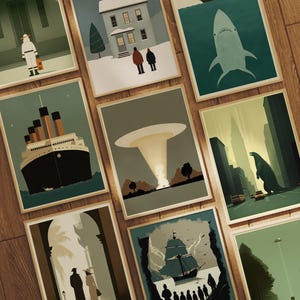 Collezione di poster di vecchi film - Set di 3 poster minimalisti per home theater per gli amanti del cinema e dell'arredamento vintage
