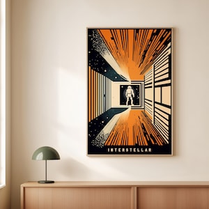 Pôster do Tesseract Interestelar - Arte de parede retrô de ficção científica para decoração de cinema. Download digital.