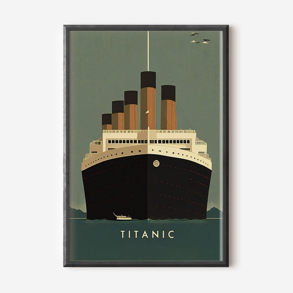 Titanic Poster Minimalist Titanic Movie Poster Leonardo Dicaprio Movie Lover Gift in the style of Wes Anderson Movie Titanic Digital Art