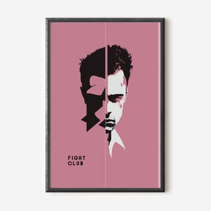 Poster du film Fight Club : impression minimaliste pour les cinéphiles et décoration de cinéma maison en rose