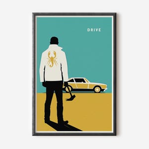 Poster del film Drive, stampa minimalista per l'arredamento dell'home theater e regalo stampabile per gli amanti del cinema