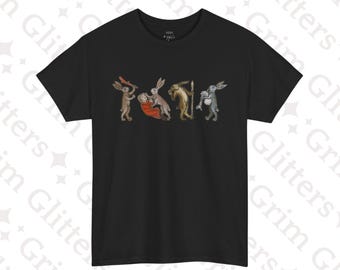 Rabbits Revenge T-Shirt: Medieval Marginalia Warrior Hares Unisex Tee