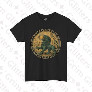 Green Lion Eating the Sun T-Shirt - Esoteric Alchemical Symbolism - Hermetic Unisex Tee - Occult Vintage Design - Mystic Gothic Wear