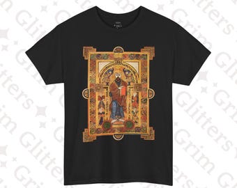 Christ Enthroned T-Shirt: Book of Kells Insular Art Unisex Tee