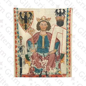 Emperor Heinrich VI Tapestry - Codex Manesse - Medieval German Art - Historic Home Decor - Holy Roman Emperor Wall Art - HRE Wall Hanging