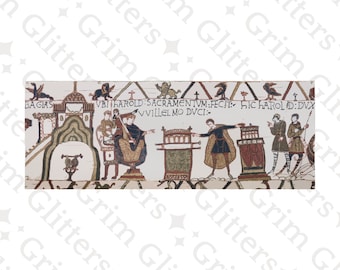 Bayeux Tapestry Banner: Harold's Oath, Medieval Historical Artwork