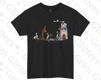 Rabbit Siege T-Shirt: Medieval Rabbit Castle Attack, Smithfield Decretals