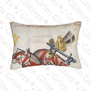 Lord of Ligny Lumbar Pillow: Medieval Knight Art Cushion